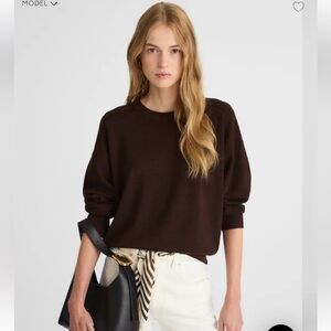 nwt merino wool pullover sweater in heather chocolate